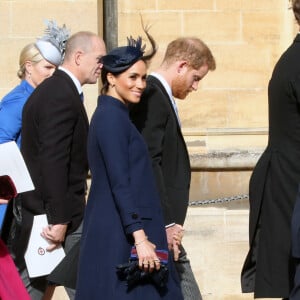 Le prince Harry, duc de Sussex, Meghan Markle, duchesse de Sussex - Arrivées des invités au mariage de la princesse Eugenie d'York et de Jack Brooksbnak à la chapelle Saint George de Windsor le 12 octobre 2018.