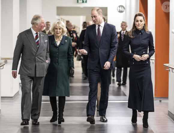 Le prince William, duc de Cambridge, et Catherine (Kate) Middleton, duchesse de Cambridge, Le prince Charles, prince de Galles, et Camilla Parker Bowles, duchesse de Cornouailles - Visite au centre de réadaptation médicale de la défense Stanford Hall, Loughborough, le 11 février 2020.