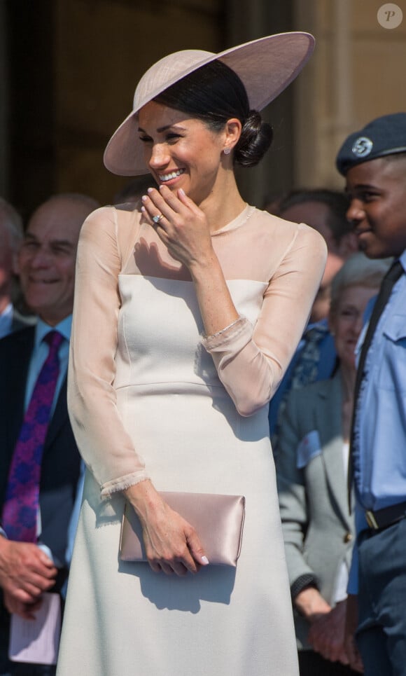Meghan Markle, duchesse de Sussex lors de la garden party pour les 70 ans du prince Charles au palais de Buckingham à Londres. Le 22 mai 2018