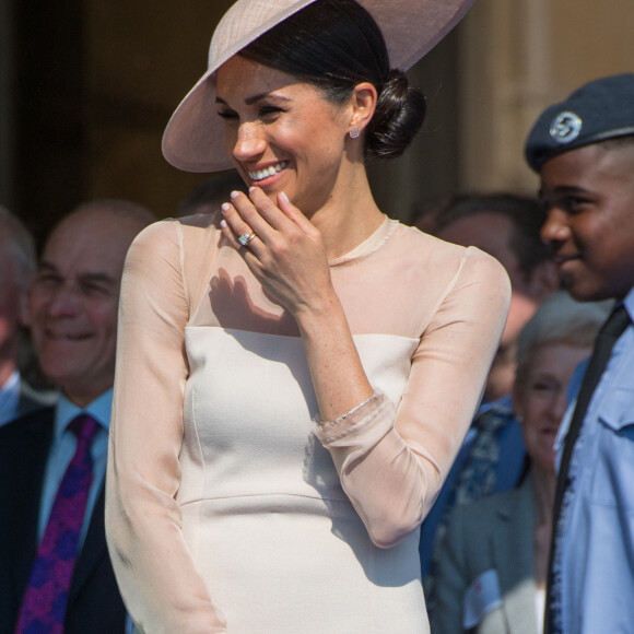 Meghan Markle, duchesse de Sussex lors de la garden party pour les 70 ans du prince Charles au palais de Buckingham à Londres. Le 22 mai 2018