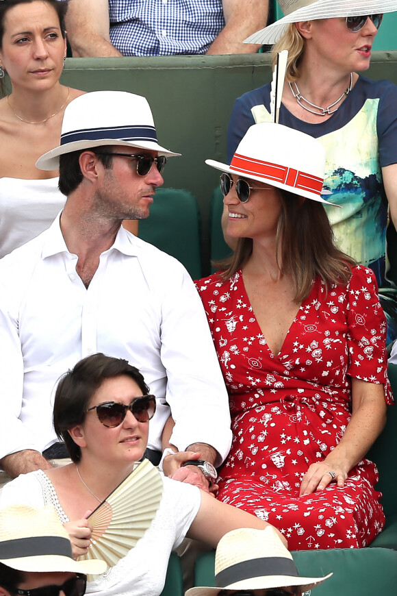 Pippa Middleton et son mari James Matthews lors des Internationaux de Tennis de Roland-Garros à Paris, France, le 27 mai 2018. © Jacovides-Moreau/Bestimage