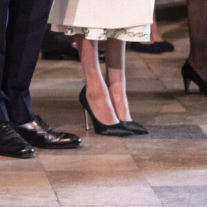 Kate Middleton, duchesse de Cambridge, le prince William, duc de Cambridge, le prince Harry, duc de Sussex, Meghan Markle, enceinte, duchesse de Sussex, lors de la messe en l'honneur de la journée du Commonwealth à l'abbaye de Westminster à Londres le 11 mars 2019.