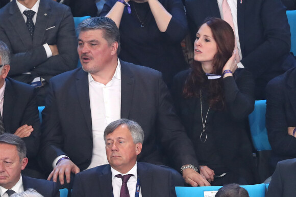 David Douillet et sa compagne Vanessa Carrara - Finale du mondial de handball, France - Norvège ,à l'AccorHotels Arena à Paris. Le 29 janvier 2017. © Cyril Moreau/Bestimage