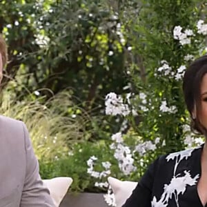 Le prince Harry et Meghan Markle lors de leur interview avec Oprah Winfrey, le 7 mars 2021 sur CBS.