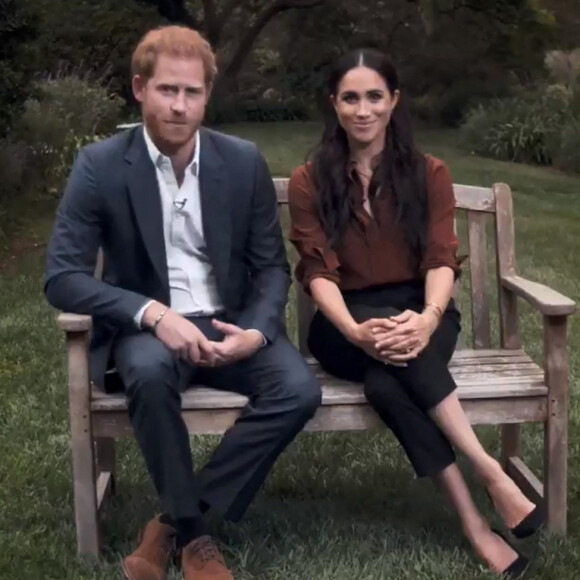 Le prince Harry, duc de Sussex, et Meghan Markle, duchesse de Sussex en pleine interview pour TIME 100 television ABC.