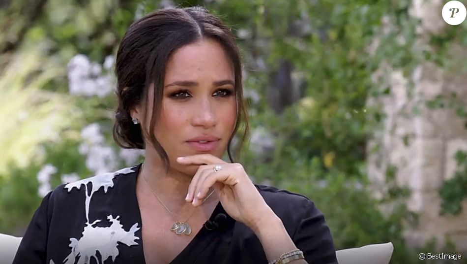 Meghan Markle lors de l'entretien "Meghan & Harry" avec la présentatrice américaine Oprah Winfrey, diffusé le 7 mars 2021. © Capture TV CBS via Bestimage
