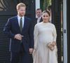 Le prince Harry et Meghan Markle, en Dior, assistent à une réception organisée par l'ambassadeur britannique au Maroc, Thomas Reilly, à la résidence britannique de Rabat, dans le cadre de leur voyage officiel au Maroc.