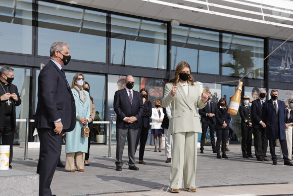 Exclusif - Baptême de la navette Monaco One qui reliera les ports de Monaco et Vintimille, à Monaco, le 8 mars 2021. La navette maritime "Monaco One" ralliera Monaco à Vintimille en dix minutes. © Claudia Albuquerque / Bestimage 