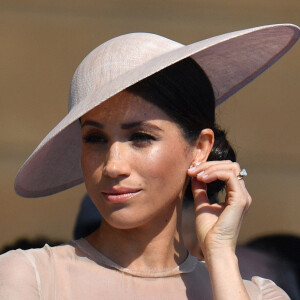 Meghan Markle, duchesse de Sussex, lors de la garden party pour les 70 ans du prince Charles au palais de Buckingham à Londres. Le 22 mai 2018 