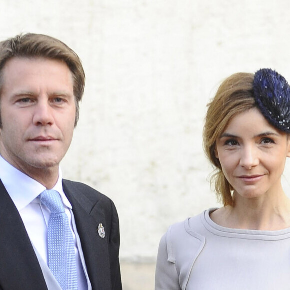 Le prince Emmanuel Philibert de Savoie et la princesse Clotilde de Savoie (Clotilde Courau) - Arrivees a la cathédrale pour le mariage religieux du prince Guillaume de Luxembourg et de la comtesse Stephanie de Lannoy a Luxembourg, le 20 octobre 2012.