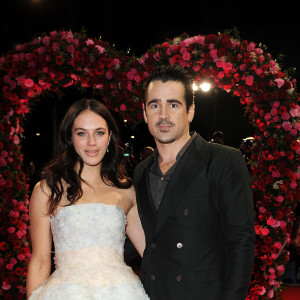 Colin Farrell et Jessica Brown Findlay (habillée en Dior Haute Couture) - Première de "A New York Winter's Tale" à Londres le 13 février 2014. 