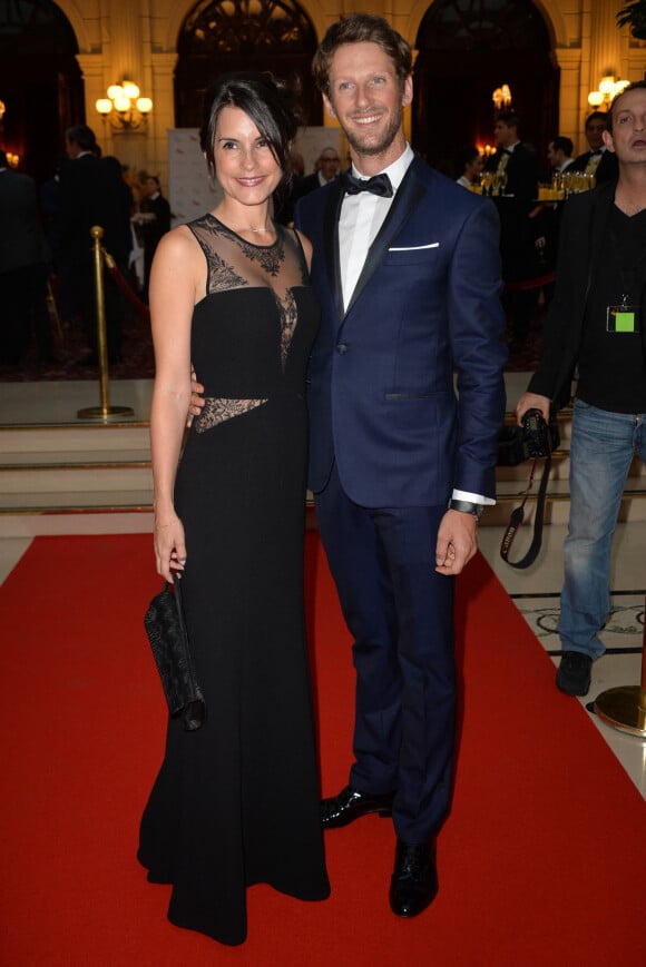 Romain Grosjean et sa femme Marion Jollès Grosjean - Gala de charité au profit de l'association "Enfance et Cancer" à l'hôtel InterContinental à Paris, le 9 septembre 2015.