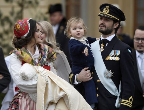 La princesse Sofia (Hellqvist) de Suède, le prince Carl Philip, le Prince Gabriel, le Prince Alexander - Baptême du prince Gabriel de Suède à la chapelle du palais Drottningholm à Stockholm, Suède, le 1er décembre 2017.