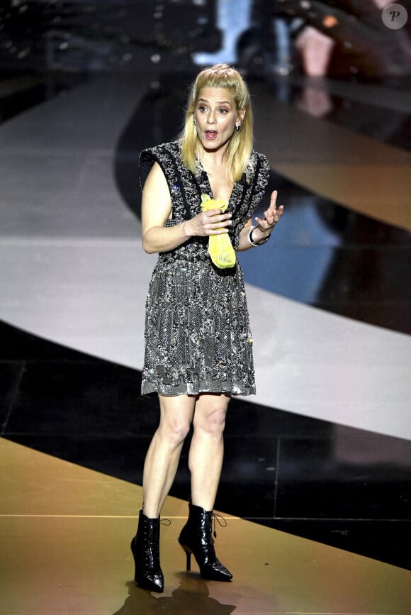 Marina Foïs, maîtresse de cérémonie sur scène lors de la 46ème cérémonie des César à l'Olympia à Paris le 12 mars 202. © Bertrand Guay/ Pool / Bestimage