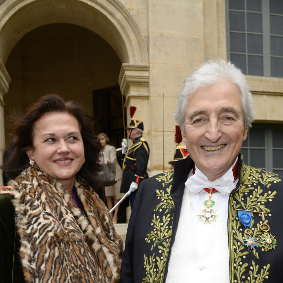 Jean-Loup Dabadie et sa femme Véronique - Le journaliste écrivain Marc Lambron entre à l'Académie Française à Paris, le 14 avril 2016. © Coadic Guirec/Bestimage