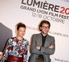 Le chanteur Raphael (Raphaël Haroche) et Mélanie Thierry - Soirée d'ouverture de la 7éme édition du Festival Lumière 2015 à la Halle Tony-Garnier à Lyon le 12 octobre 2015. 