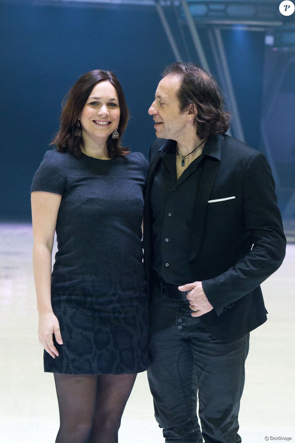 Nathalie Péchalat et Philippe Candeloro lors de la présentation du nouveau spectacle Holiday on Ice " Believe ", au Zénith de Paris, le 3 Mars 2016.