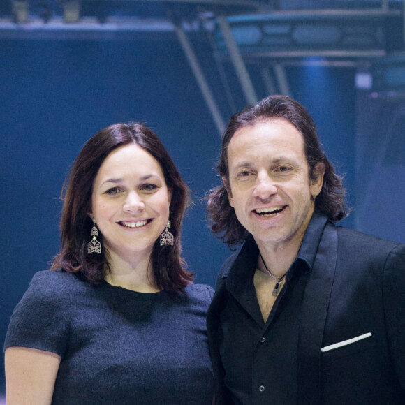 Nathalie Péchalat et Philippe Candeloro lors de la présentation du nouveau spectacle Holiday on Ice " Believe ", au Zénith de Paris, le 3 Mars 2016. Le spectacle aura lieu au Zénith de Paris du 3 au 13 mars puis sera en tournée dans toute la France.