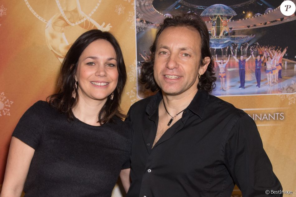 Nathalie Péchalat et Philippe Candeloro lors de la présentation du nouveau spectacle Holiday on Ice " Believe ", au Zénith de Paris.