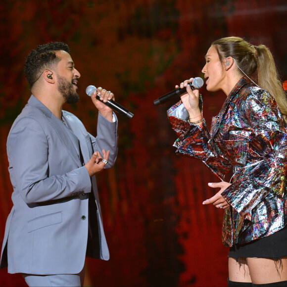 Exclusif - Slimane et Vitaa à l'enregistrement de l'émission "Tous ensemble pour la musique" pour la fête de la musique 2020 à l'AccorHotels Arena à Paris le 18 juin 2020. © Cyril Moreau / Veeren Ramsamy / Bestimage