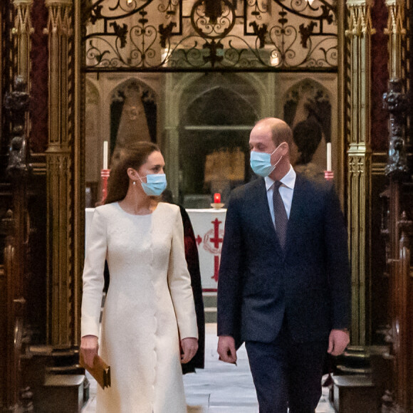 Le prince William et Kate Middleton, lors d'une visite au centre de vaccination de l'abbaye de Westminster à Londres, Royaume Uni