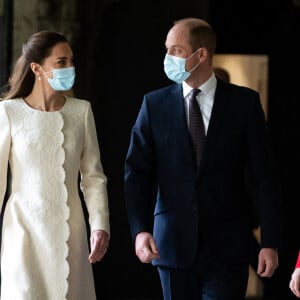 Le prince William et Kate Middleton, lors d'une visite au centre de vaccination de l'abbaye de Westminster à Londres, Royaume Uni, le 23 mars 2021. 