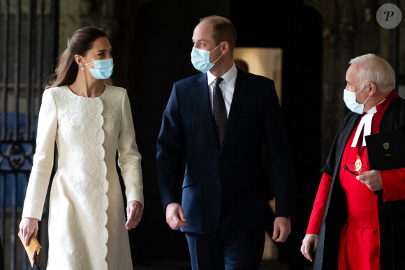 Le prince William et Kate Middleton, lors d'une visite au centre de vaccination de l'abbaye de Westminster à Londres, Royaume Uni, le 23 mars 2021. 