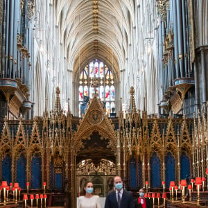 Le prince William et Kate Middleton, lors d'une visite au centre de vaccination de l'abbaye de Westminster à Londres, Royaume Uni, le 23 mars 2021. 