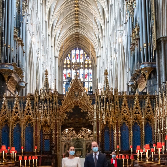 Le prince William et Kate Middleton, lors d'une visite au centre de vaccination de l'abbaye de Westminster à Londres, Royaume Uni, le 23 mars 2021. 