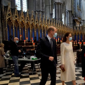 Le prince William et Kate Middleton, lors d'une visite au centre de vaccination de l'abbaye de Westminster à Londres, Royaume Uni, le 23 mars 2021. 