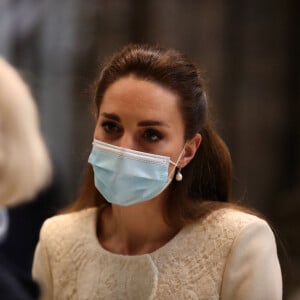 Le prince William et Kate Middleton, lors d'une visite au centre de vaccination de l'abbaye de Westminster à Londres, Royaume Uni, le 23 mars 2021. 