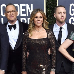 Samantha Bryant, Colin Hanks, Tom Hanks, Rita Wilson, Chet Hanks aux Golden Globes, Beverly Hills.