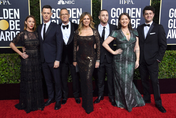 Samantha Bryant, Colin Hanks, Tom Hanks, Rita Wilson, Chet Hanks aux Golden Globes, Beverly Hills.