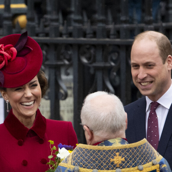 Le prince William, duc de Cambridge, et Kate Middleton, duchesse de Cambridge - La famille royale d'Angleterre lors de la cérémonie du Commonwealth en l'abbaye de Westminster à Londres, le 9 mars 2020.