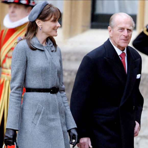 Carla Bruni, Nicolas Sarkozy, Elizabeth II et le Prince Philip - Visite officielle au Château de Windsor - 2008.