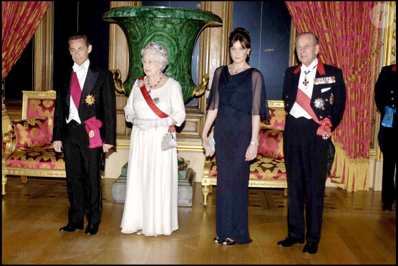 Carla Bruni, Nicolas Sarkozy, Elizabeth II et le Prince Philip au château de Windsor - 2008