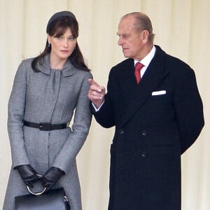 Carla Bruni, Nicolas Sarkozy, Elizabeth II et le Prince Philip - Visite officielle au Château de Windsor - 2008. 