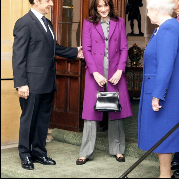 Carla Bruni, Nicolas Sarkozy, Elizabeth II et le Prince Philip au château de Windsor - 2008