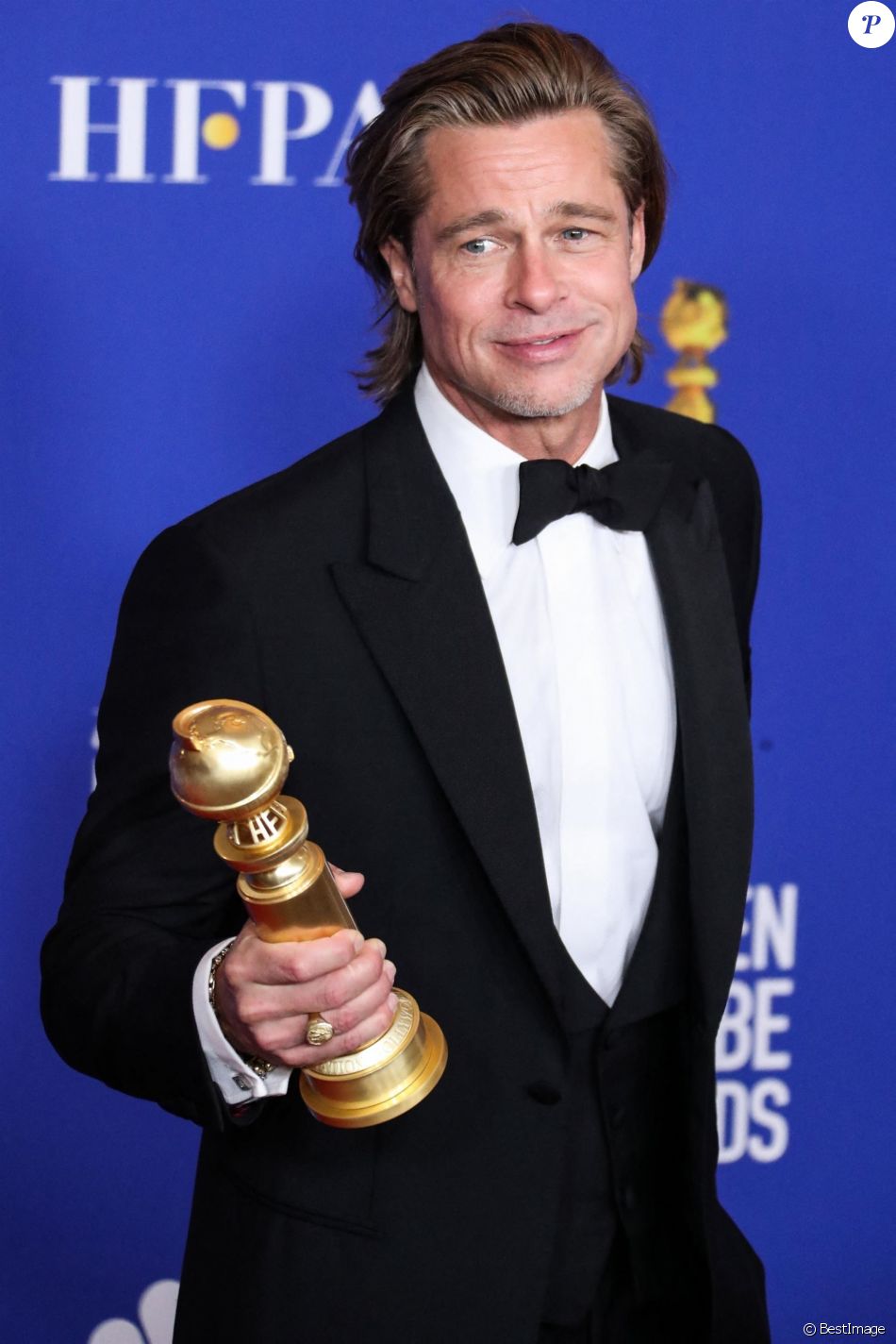 Brad Pitt lors de la Press Room (Pressroom) de la 77ème cérémonie annuelle des Golden Globe Awards au Beverly Hilton Hotel à Los Angeles le 5 janvier 2020.