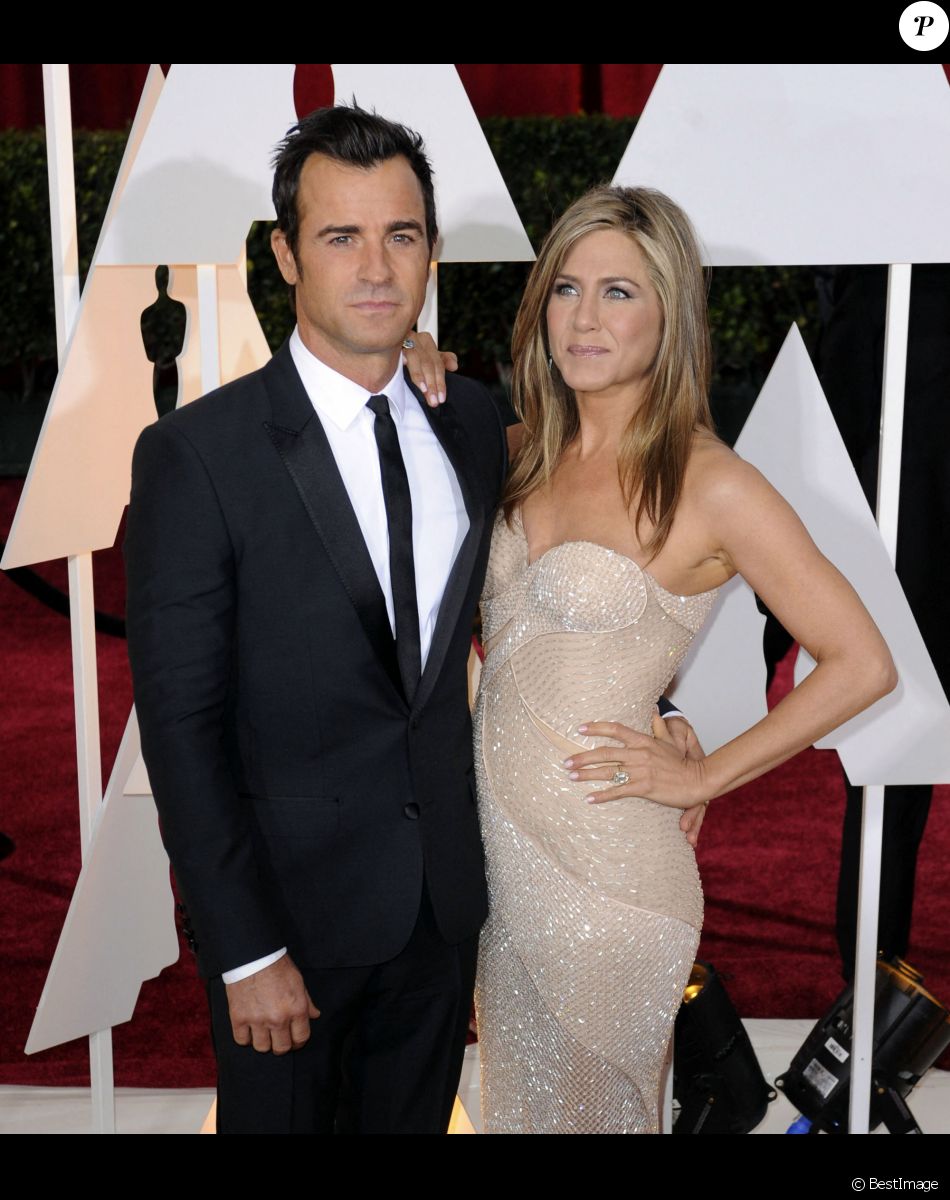 Justin Theroux, Jennifer Aniston - People à la 87ème cérémonie des Oscars à Hollywood, le 22 février 2015.