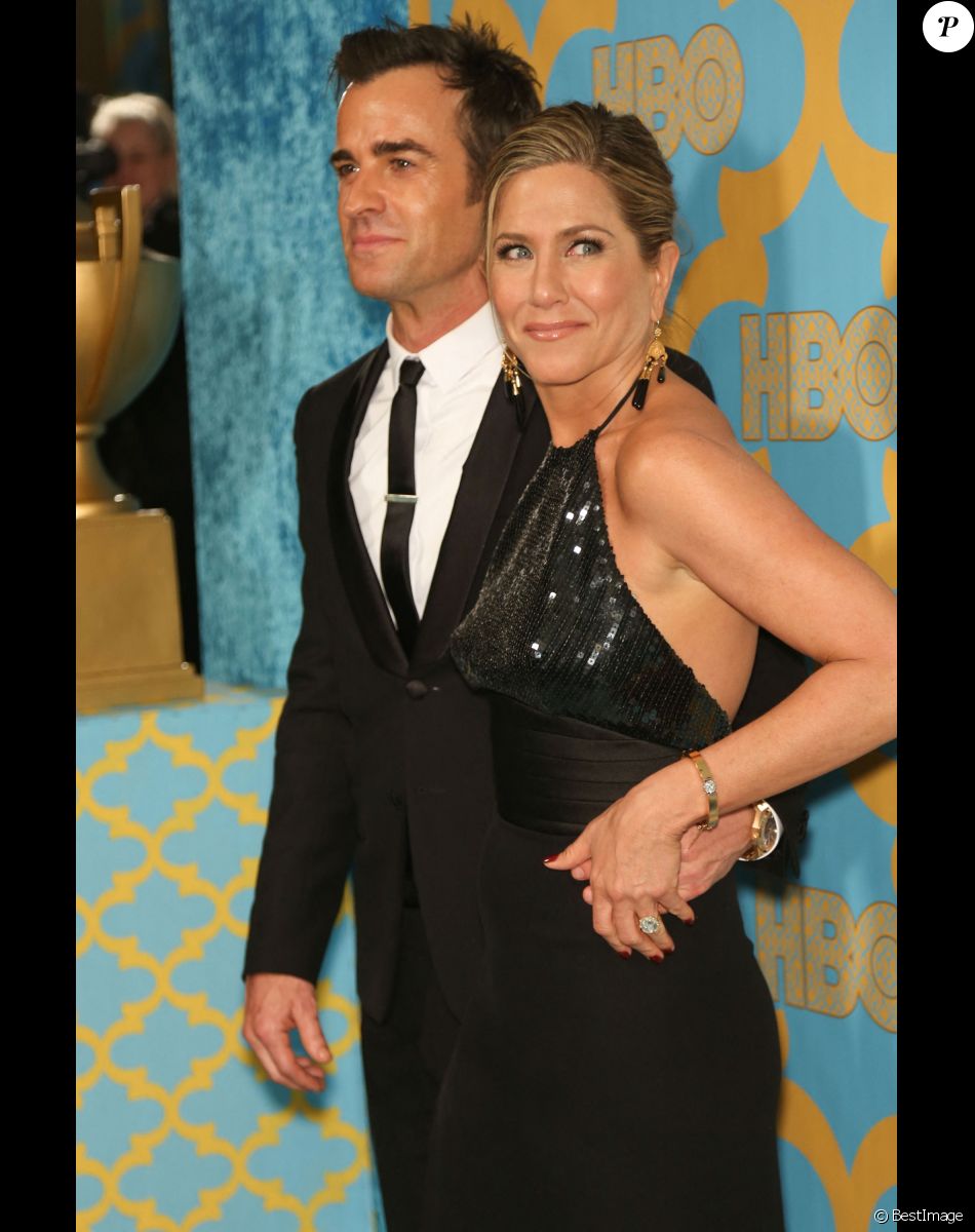 Justin Theroux et Jennifer Aniston - People à la soirée "HBO Golden Globes" à Beverly Hills.