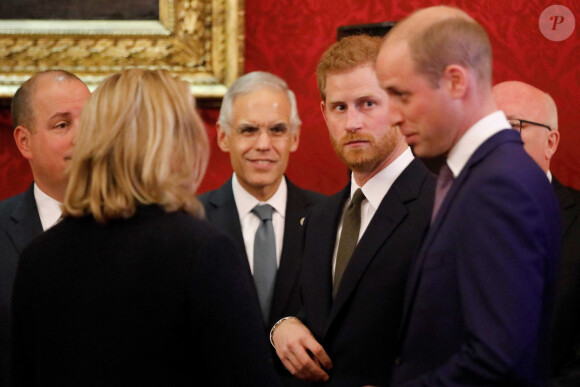 Le prince William, duc de Cambridge, et le prince Harry, duc de Sussex, lors de la conférence "2018 Illegal Wildlife Trade" au palais St James à Londres.