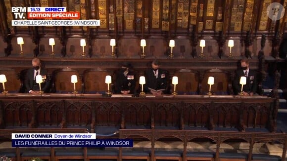 Obsèques du prince Philip, le 17 avril 2021 à la chapelle Saint-Georges du château de Windsor.