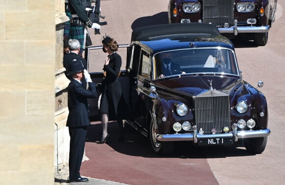 Catherine Kate Middleton, la duchesse de Cambridge - Arrivées aux funérailles du prince Philip, duc d'Edimbourg à la chapelle Saint-Georges du château de Windsor, le 17 avril 2021.