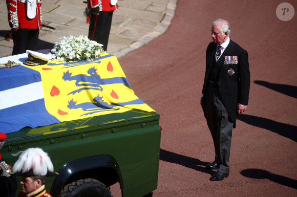 Le prince Charles, prince de Galles - Arrivées aux funérailles du prince Philip, duc d'Edimbourg à la chapelle Saint-Georges du château de Windsor, le 17 avril 2021.