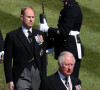 Le prince Charles, prince de Galles, le prince Edward, comte de Wessex - Arrivées aux funérailles du prince Philip, duc d'Edimbourg à la chapelle Saint-Georges du château de Windsor, le 17 avril 2021.