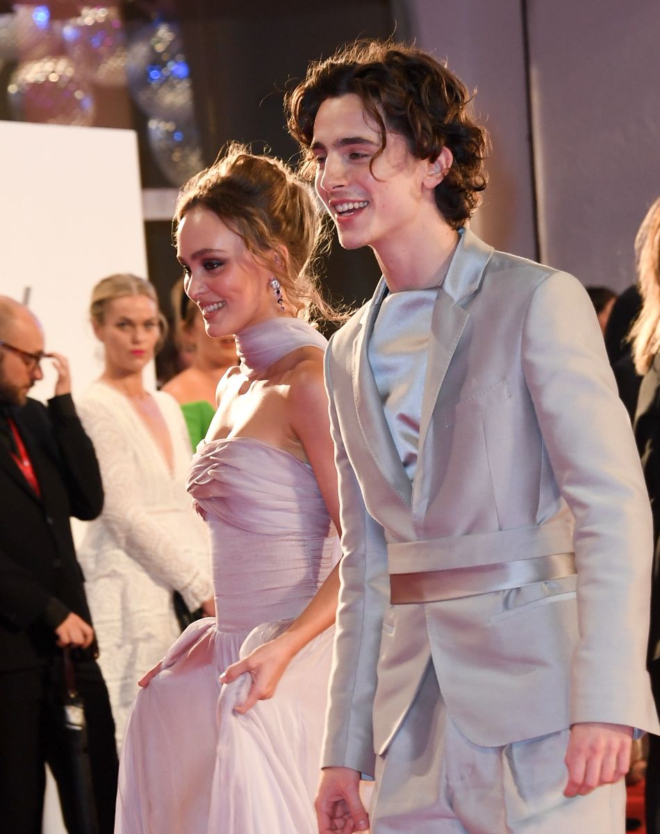 Lily-Rose Depp et Timothée Chalamet sur le tapis rouge du film "The King" lors du 76e festival international du film de Venise. Le 2 septembre 2019. © Future-Image via ZUMA Press/Bestimage
