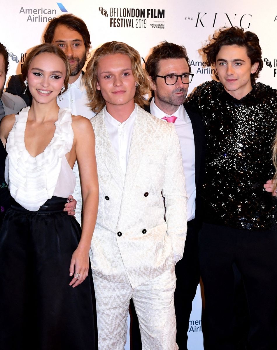 Lily-Rose Depp, Timothée Chalamet et l'équipe du film "Le Roi" au BFI London Film Festival, le 3 octobre 2019.