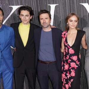 Joel Edgerton, Timothée Chalamet, David Michôd, Lily-Rose Depp, Dean-Charles Chapman, Liz Watts, Sarah Bowen et Nicholas Britell à la projection du film "The King" à New York, le 1er octobre 2019.