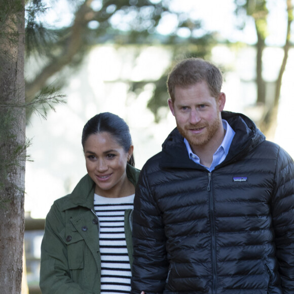 Le prince Harry, duc de Sussex et Meghan Markle (enceinte), duchesse de Sussex en visite à la Fédération Royale Marocaine de Sports Equestres à Rabat, lors de leur voyage officiel au Maroc. Le 25 février 2019